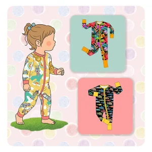 New Model Fashion Custom Print Baby Romper Zipper Design Spring Autumn Soft Clothing
