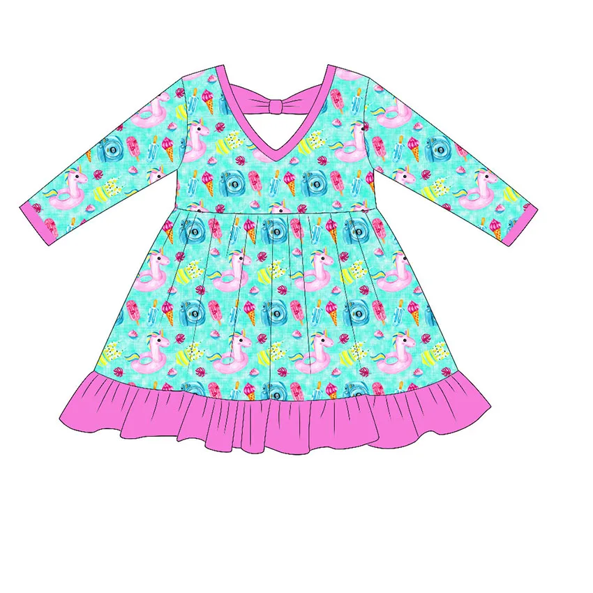 Summer Bamboo Dress for Girls Soft Kids Outfit with Chevron Prints Lightweight Casual Style Dresses OEM Custom Available - Image 2