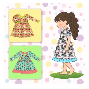Summer Bamboo  Dress for Girls Soft Kids Outfit with Chevron Prints Lightweight Casual Style Dresses OEM Custom Available