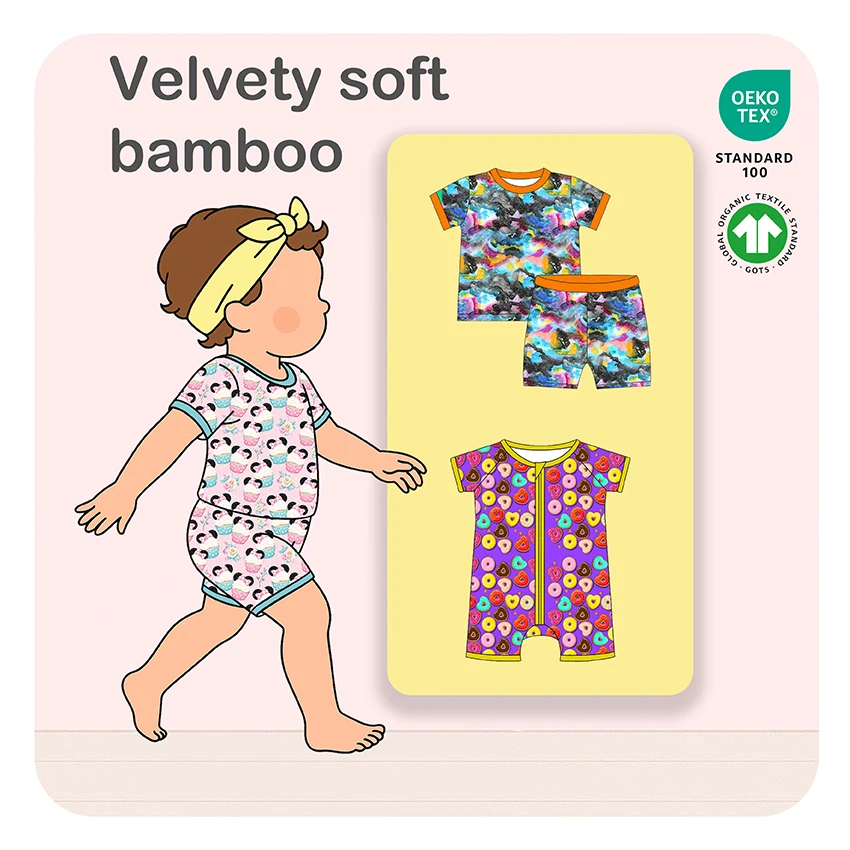 Custom Bamboo Baby Romper Set Soft Infant Clothing Romper Pajamas and Newborn Outfits Comfortable Rompers Baby Set Wholesale