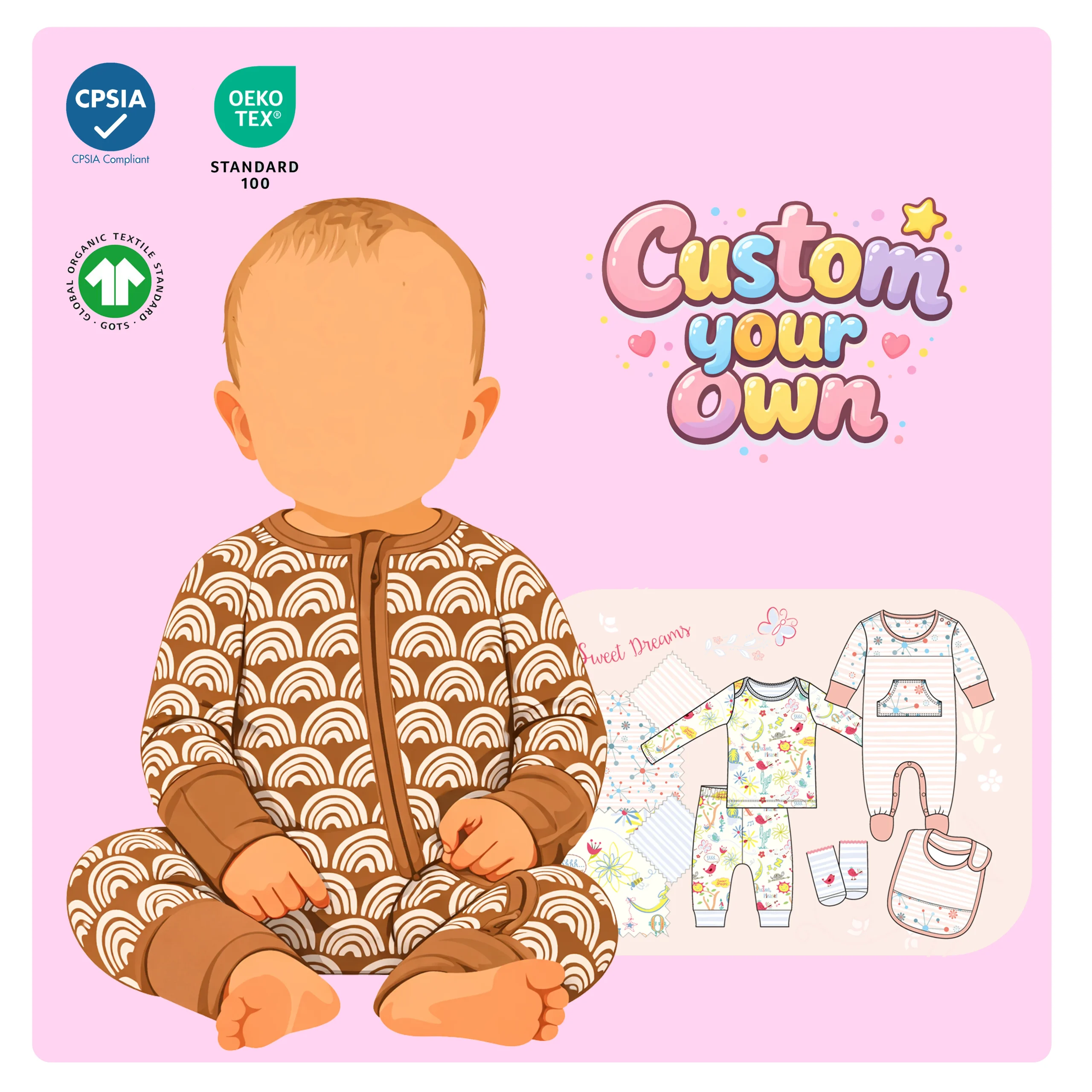 Premium Bamboo Baby Zippy Rompers Onesie Bodysuit Jumpsuit Sleepwear for Newborn Infant Breathable Comfortable OEM Manufacturer