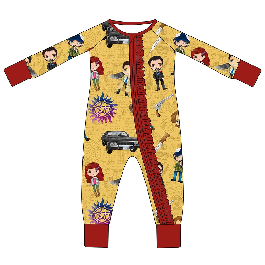 Custom Print Bamboo Pajamas for Children Overall Sleepwear and Short Sleeve Zipper Rompers for Baby Girls and Boys - Image 3