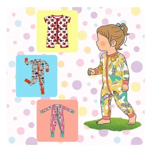 Custom Printed Baby Clothing Set Short Sleeve Bamboo Pajamas for Boys Zipper Romper Newborn Outfit Soft Fabric OEM Infant Wear