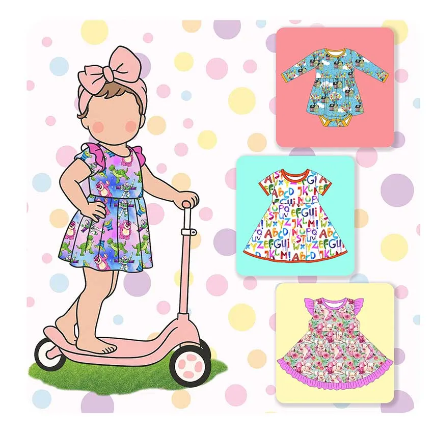 Customizable Summer Girl Dress Floral Casual Style Dresses for Kids and Baby Girls Party Outfits for Children Clothing